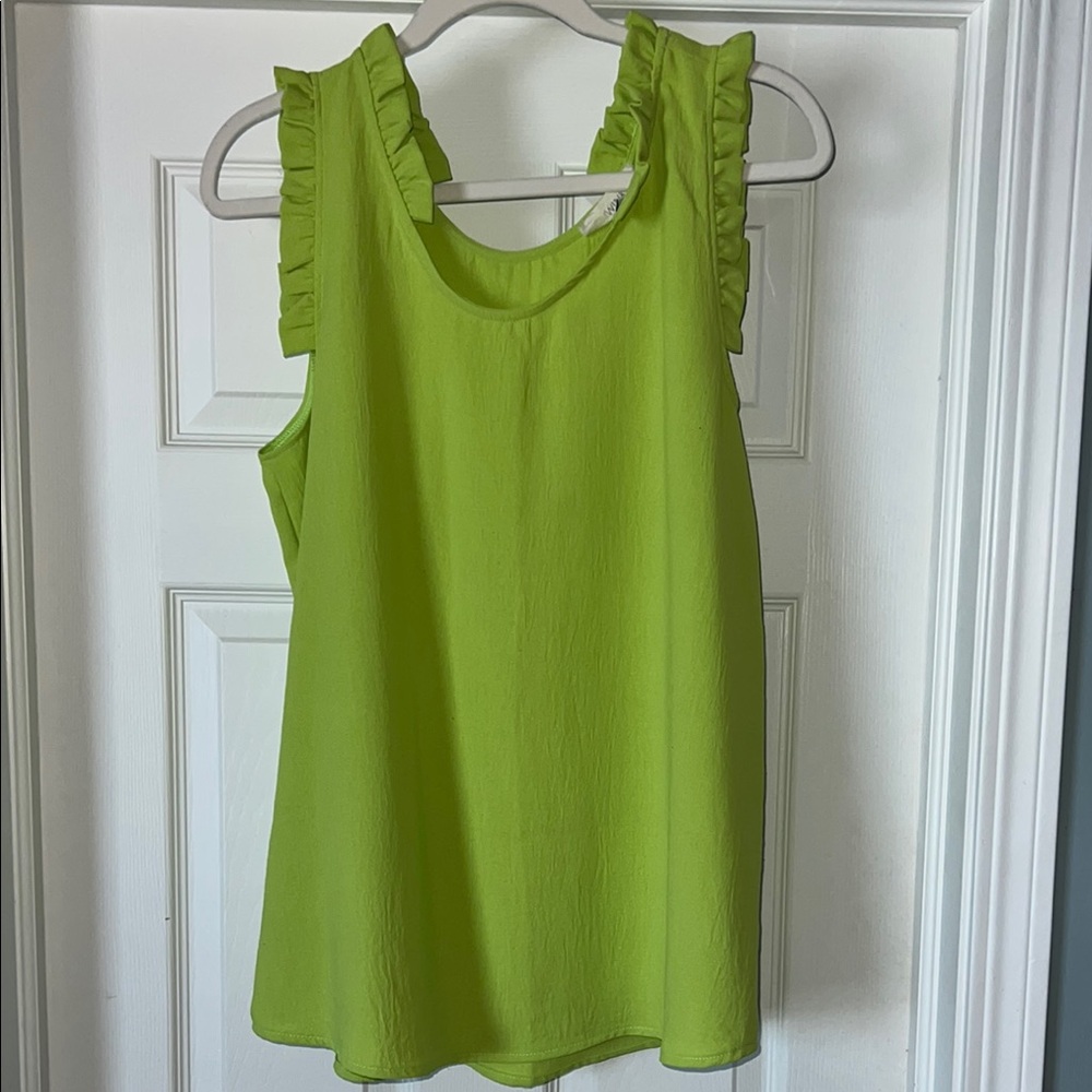 Lime Green Ruffle Sleeve Women's Top